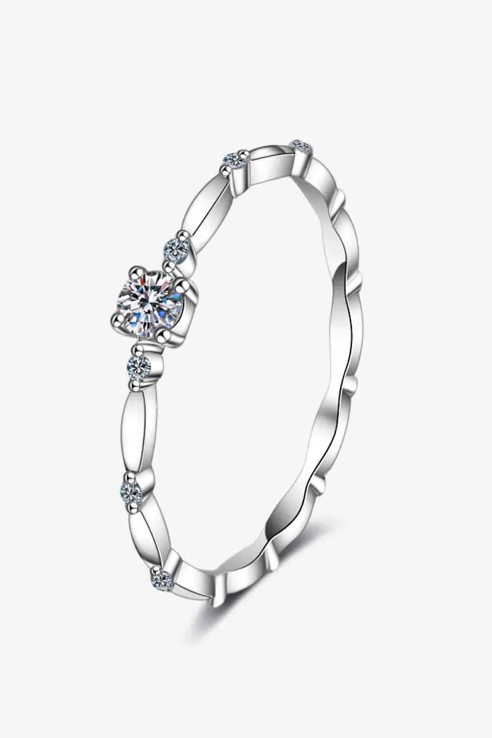 Moissanite 925 Sterling Silver Rhodium-Plated Ring Silver Moissanite - Tophatter Daily Deals